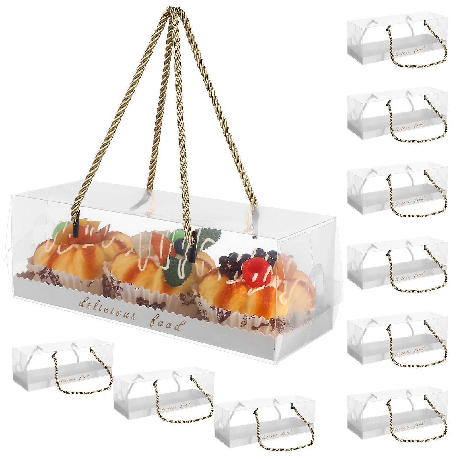 Oblong Cake Boxes Transparent Baking Food Boxes for Storage 10Pcs