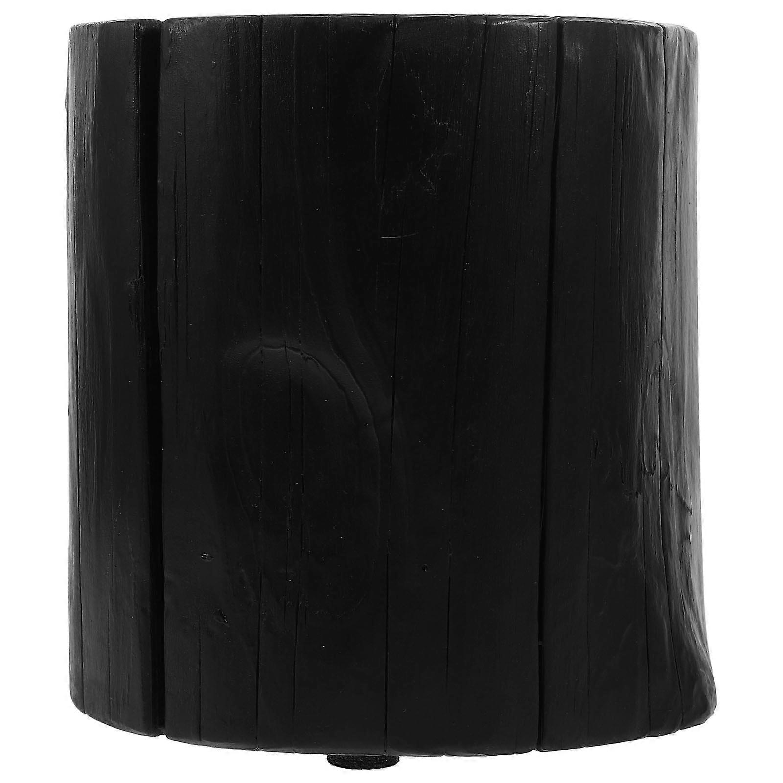 Black Solid Wood Tree Stump Stool for Kids Function As Nightstand Stool