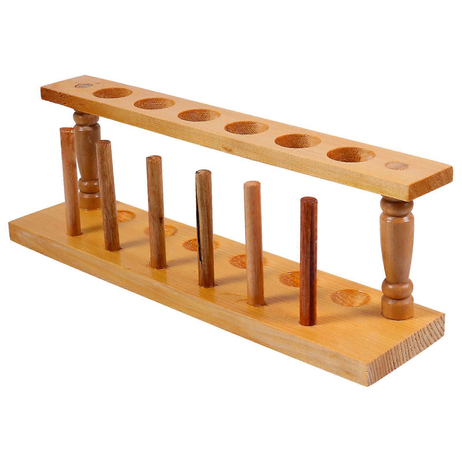 Light Brown Wood Test Tube Organizer for Teaching Use
