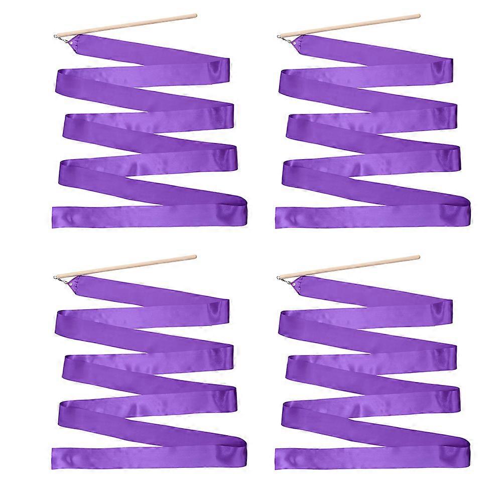 Gymnastics Ribbon Dancing Ribbon for Performance 4Pcs Purple Dance Streamers