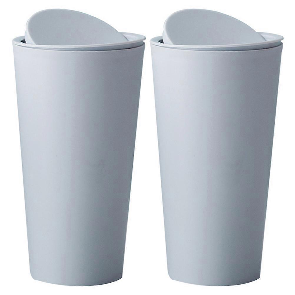 Plastic Mini Desktop Garbage Can for Storage with Rolling Cover 2Pcs
