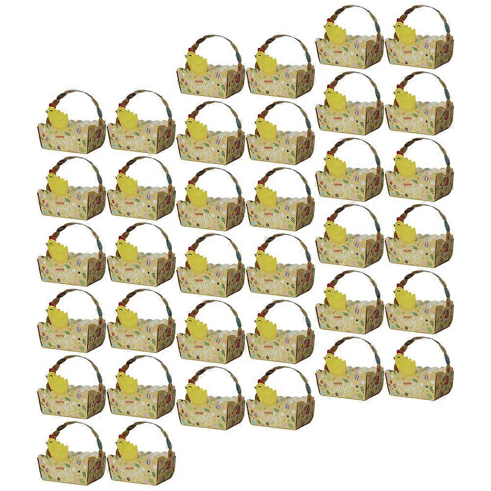 50Pcs Easter Gift Boxes Handheld Paper Basket Candy Boxes Cookies Cases Small Tea Leaf Boxes