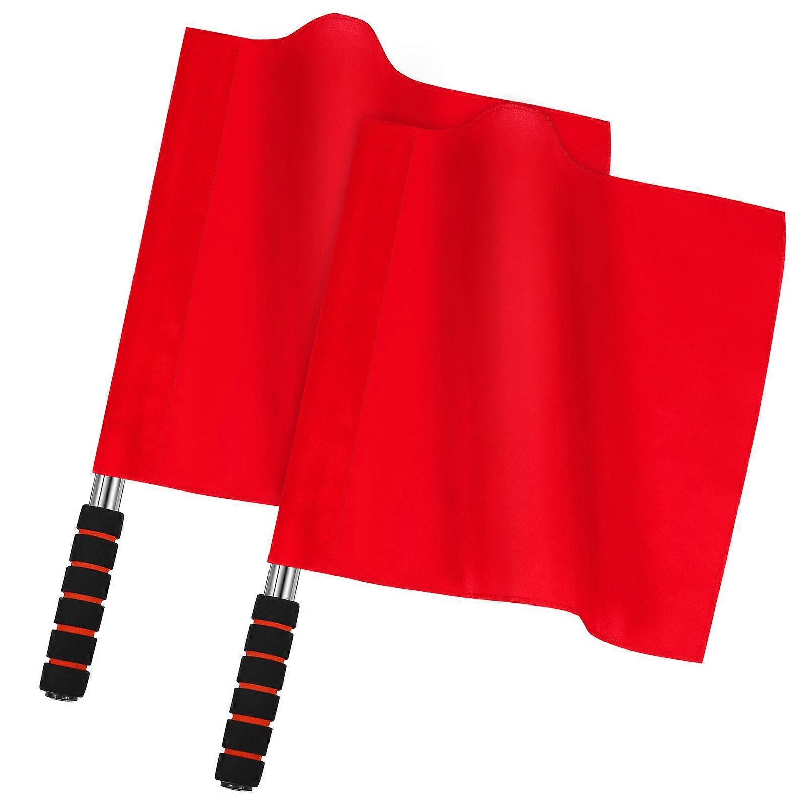 2 Pcs Referee Flags Command Flags Signal Flags Hand Waving Flags for Game Match Competition