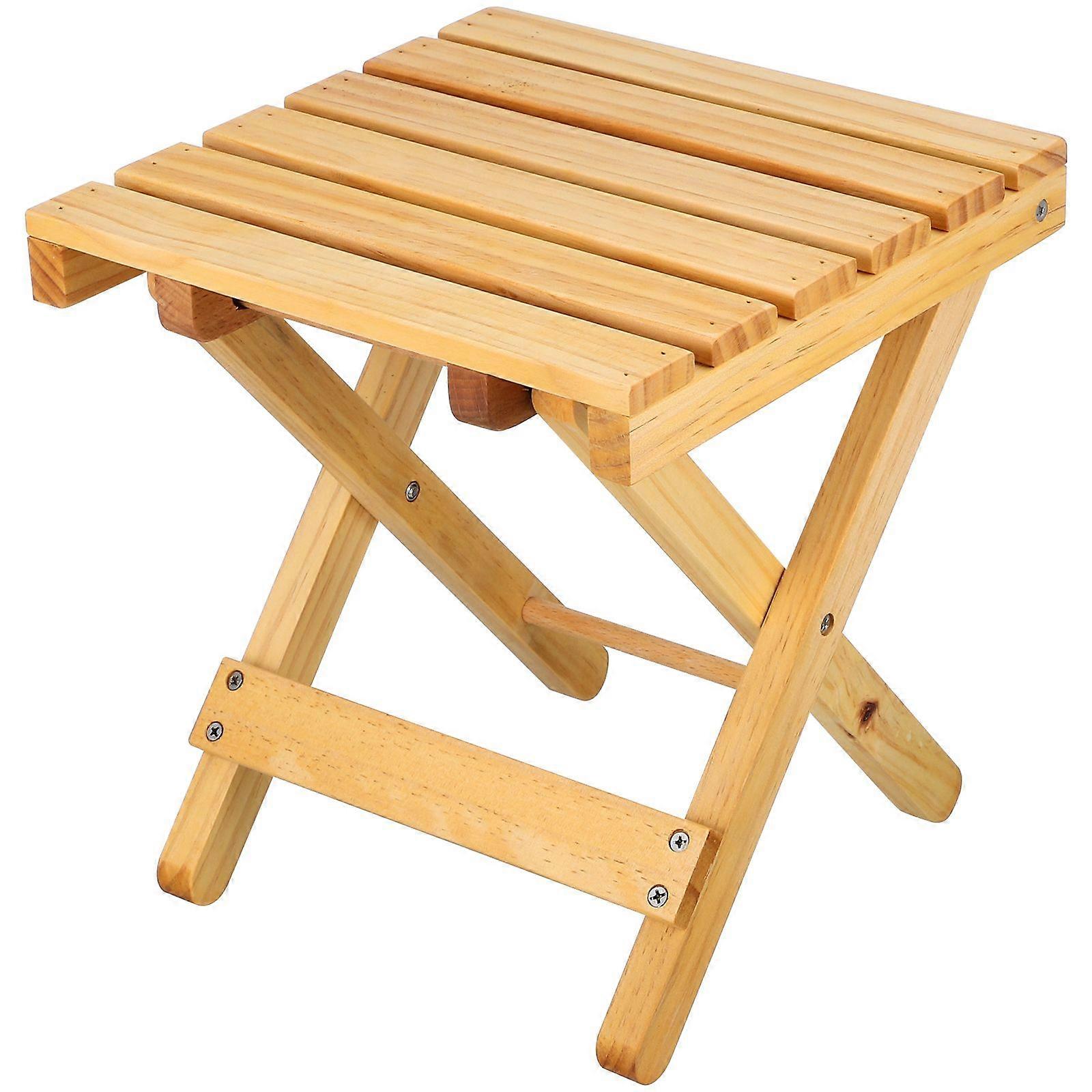 Wood Small Square Folding Side Table Portable Beach Wine Table Stool Decoration