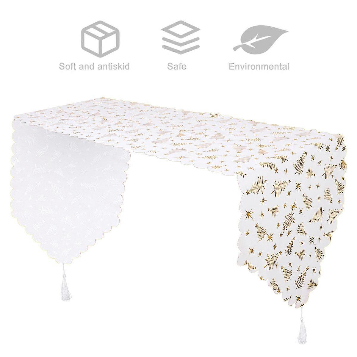 Table Runner Holiday Christmas Elements Add Atmosphere Rectangular Shape For Kitchen 180x36x0.5cm 1Pack