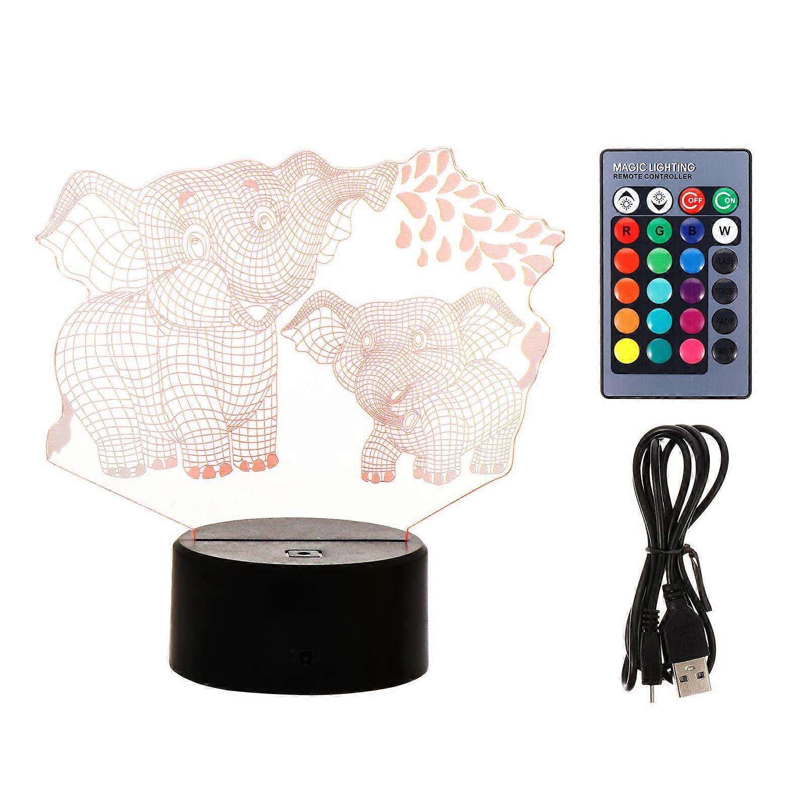 Night Light Elephant 3D Lamp with Touching Function 1Pcs LED Desktop Light