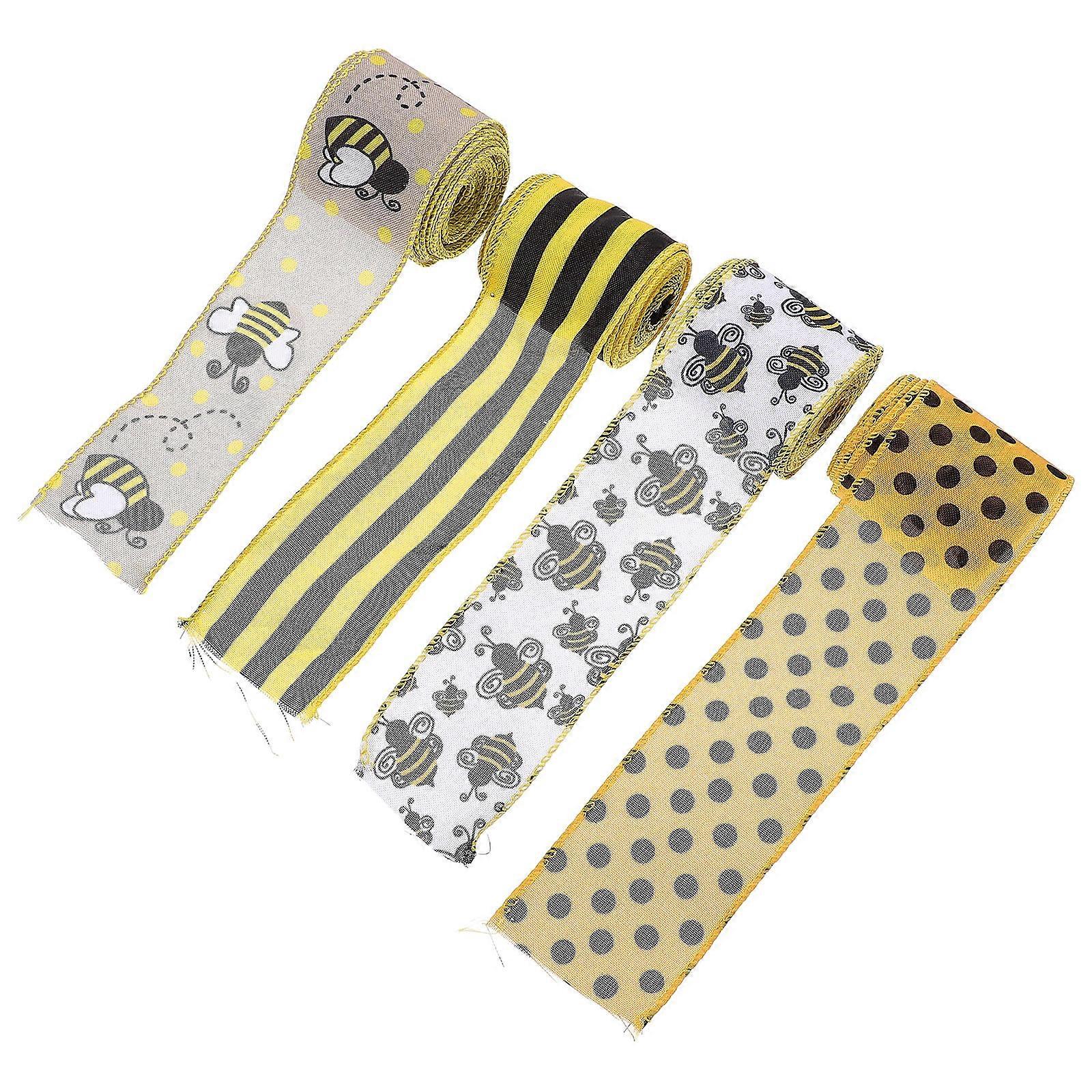 Craft Ribbon Bulk Bee Ribbons Decorative Polyester Ribbons Assorted Color 6.3cm Width 4Set