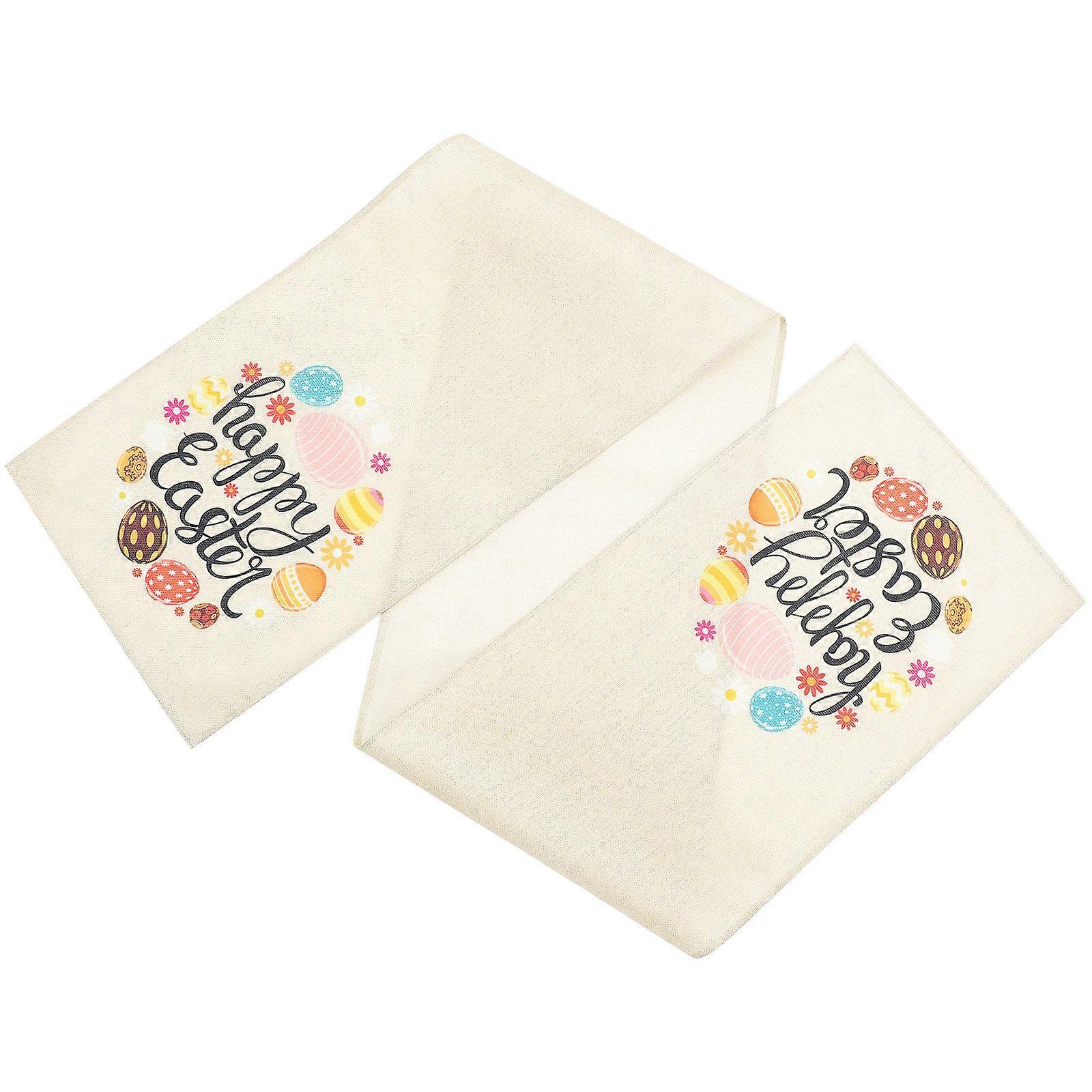Easter Table Decoration Linen Runner for Kitchen Dining Use 2Pcs