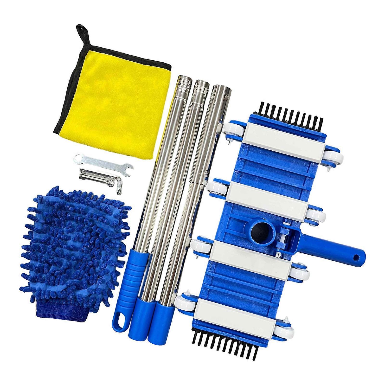 Ergonomic Outdoor Pool Cleaning Set Including Telescopic Rod And Durable Brush Head For Most Pool Types Multicolor