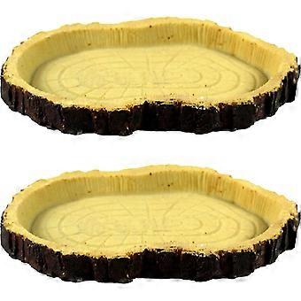 2pcs Reptile Eau Plat Tortue Bassin D’eau Résine Reptile Porte-Nourriture Tortue Bassin D’alimentation