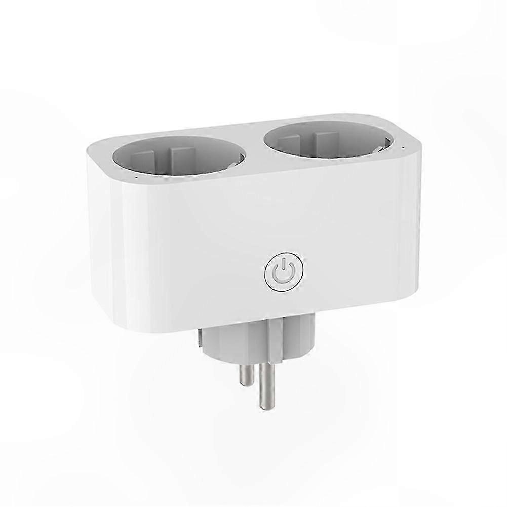 Smart WiFi Dual Plug 16A 2-in-1 Socket Outlet with Timer Function EU Standard Voice Control Compatible App Remote Operation