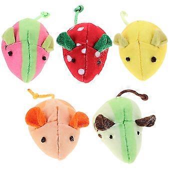 Souris fruitées pour chats, jouets à l'herbe à chat, souris pour chatons pour jouer à l'intérieur, ensemble de 5 pièces