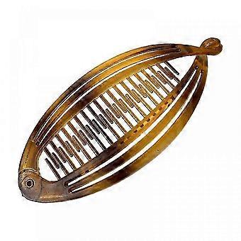 Tortoiseshell Banana Hair Clip for Thick and Fine Hair, Volumizing Ponytail Holder with Secure Grip, Curved Acrylic Hair Clip