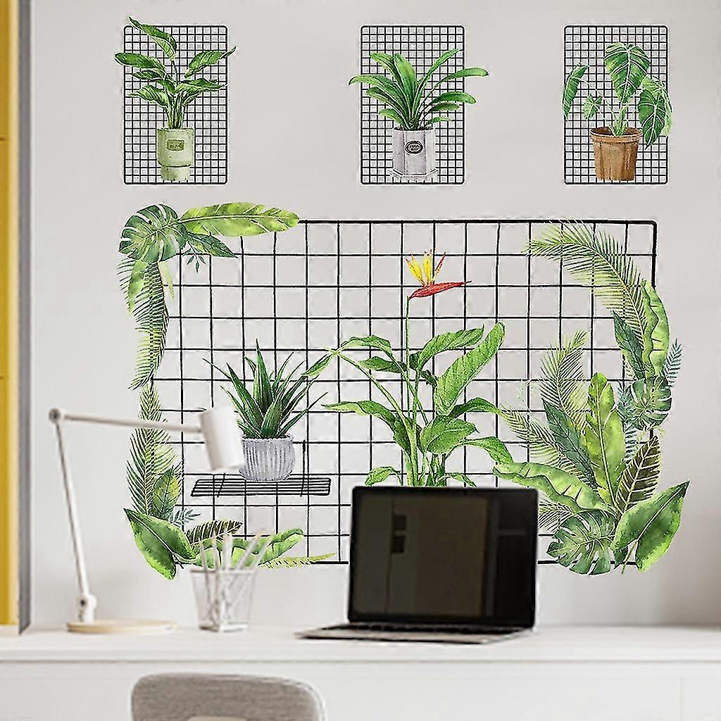 Grid Green Plants Wall Sticker
