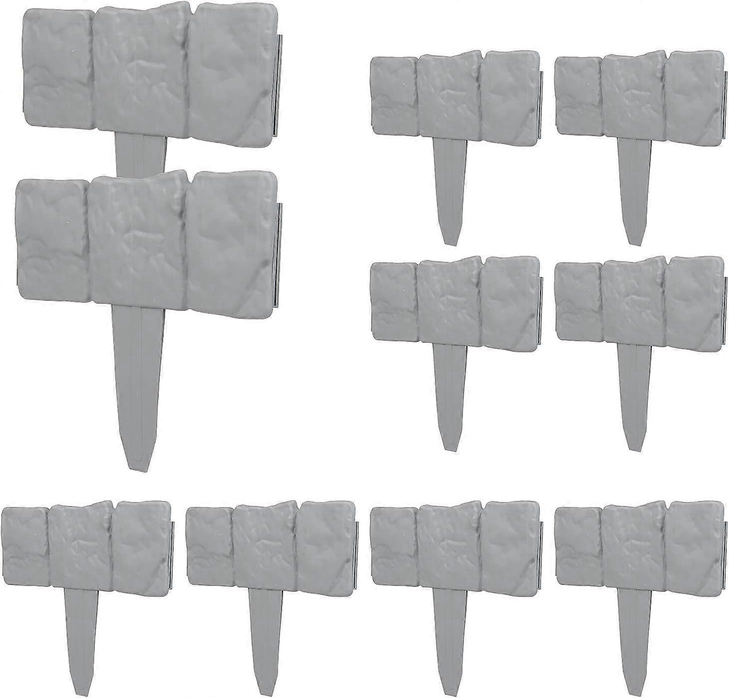 10 Pack Lawn Edging Gray 2.5m Plastic Garden Edging