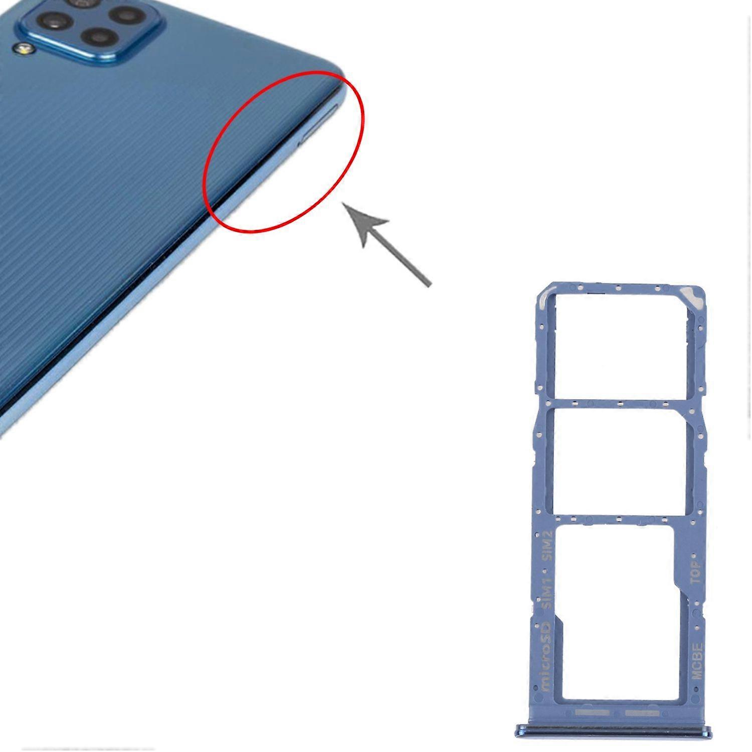 Dual SIM + Micro SD Card Holder Adapter for Samsung Galaxy M32 5G Blue