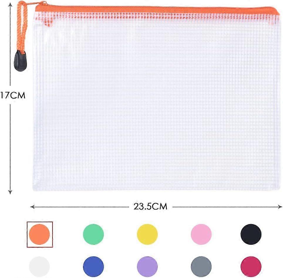 Plastic Wallets A5, 10Pcs Zip Lock Bags Mesh Document Wallet Document Folders