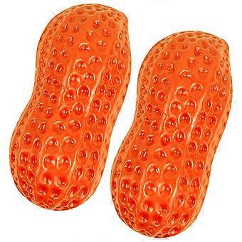 Jouet à mâcher pour chiot en forme de cacahuète, lot de 2, rouge, en TPR durable.