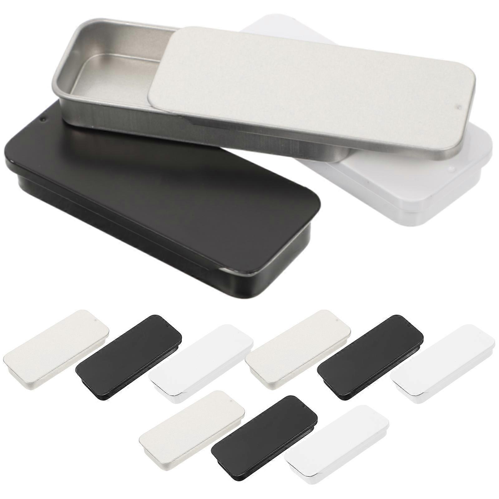 12Pcs Small Iron Boxes Push Lid Iron Boxes Perfume Balm Boxes Multi-function Candy Storage Boxes Silver