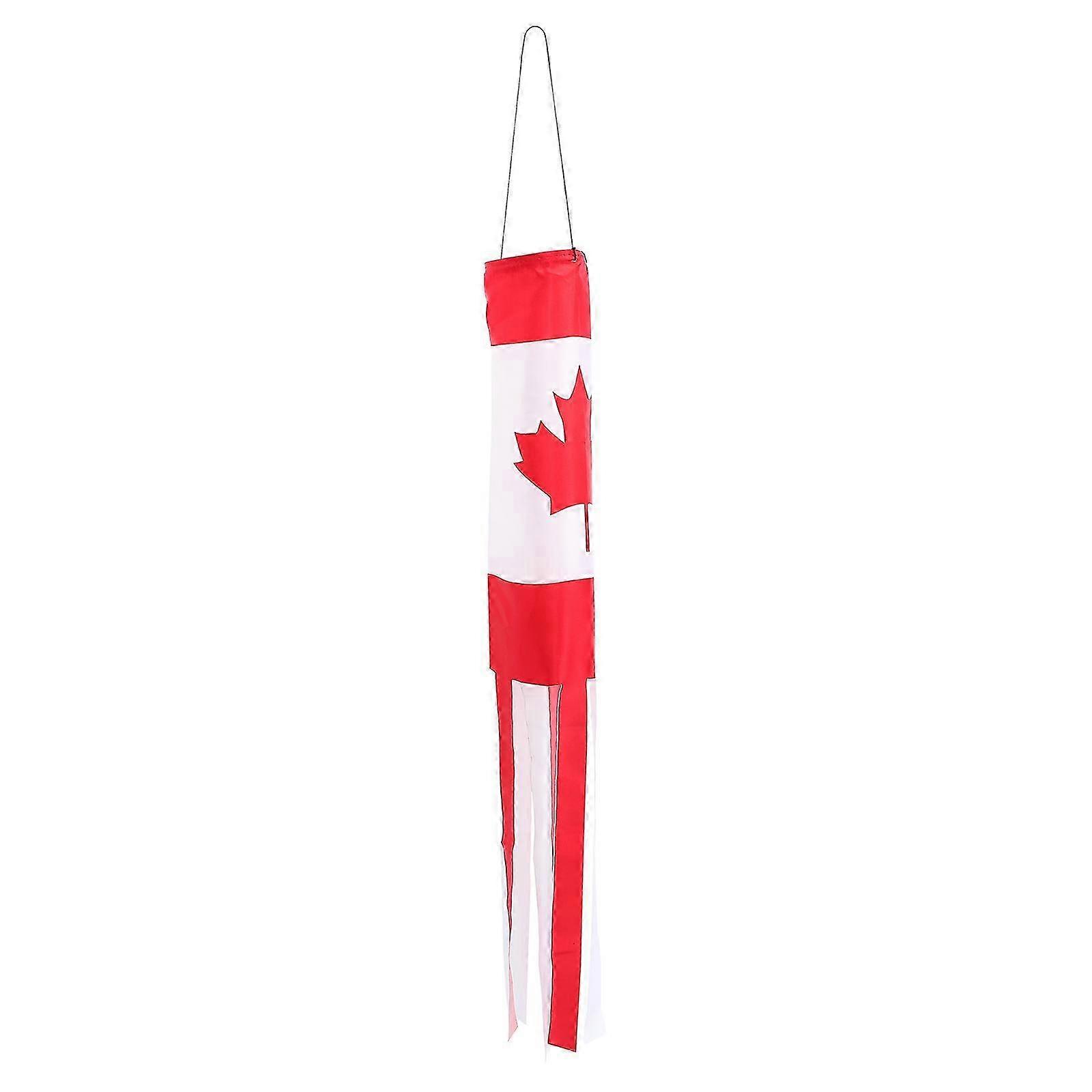 1Pc Maple Leaf Pattern Garden Flag Creative Wind Sock Yard Decoration (White)