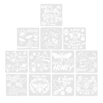 12 Pcs Honey Themed Stencils Plastic Painting Templates DIY Drawing Templates