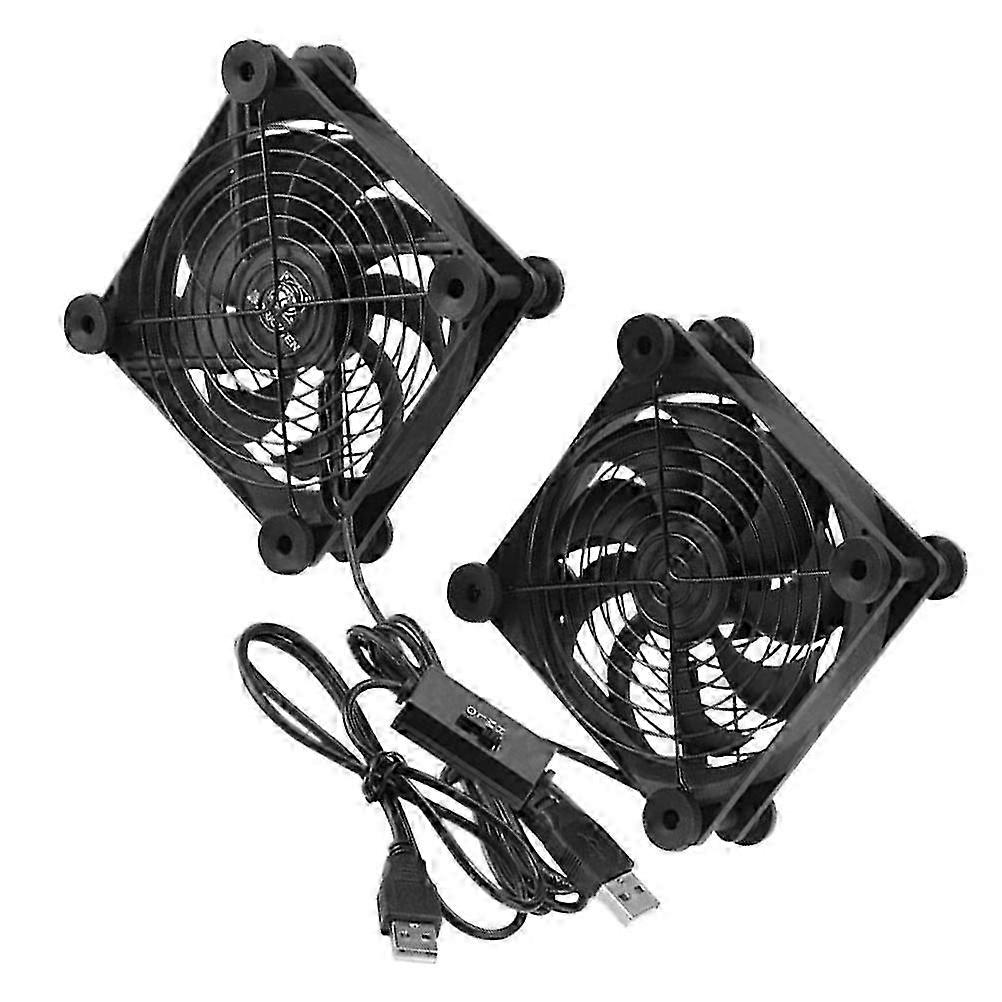 Black USB Cooling Fan for Router Function with 2 Fan Set