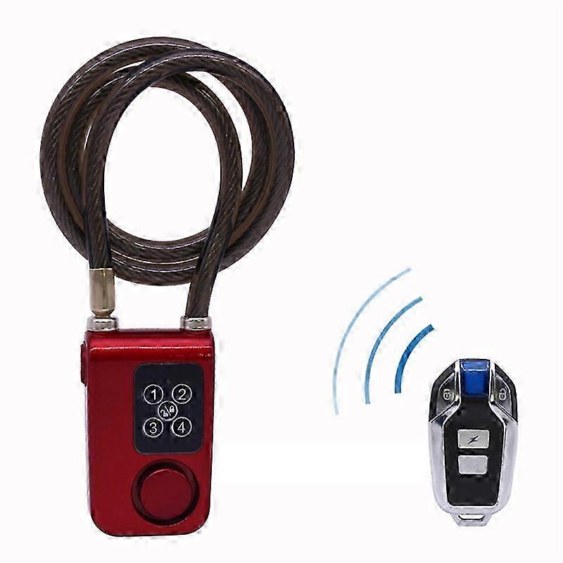 Cycling Security Lock Wireless RC Security Vibration Alarm Lock Red