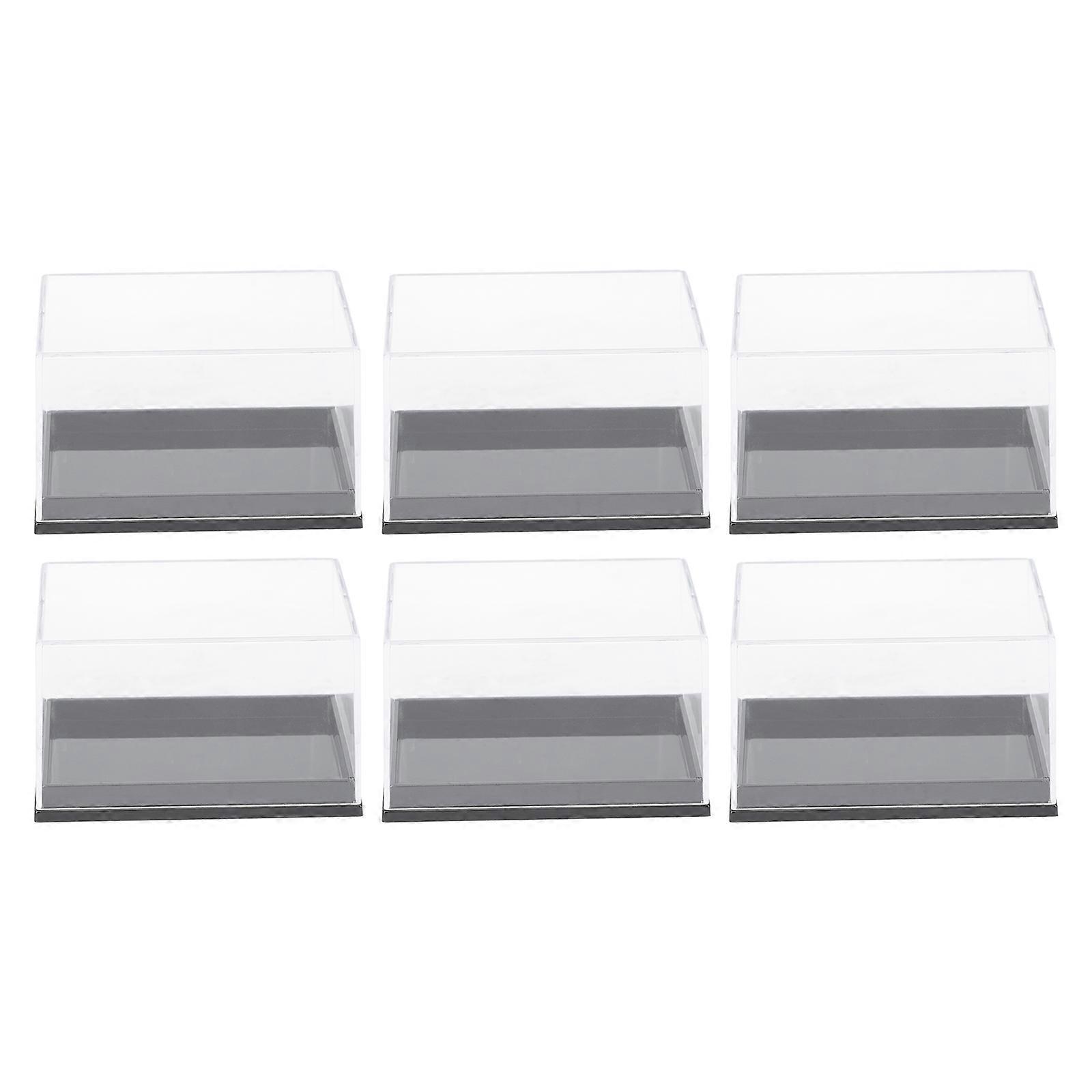 6pcs Plastic Mineral Specimen Storage Cases Square Sample Displaying Boxes