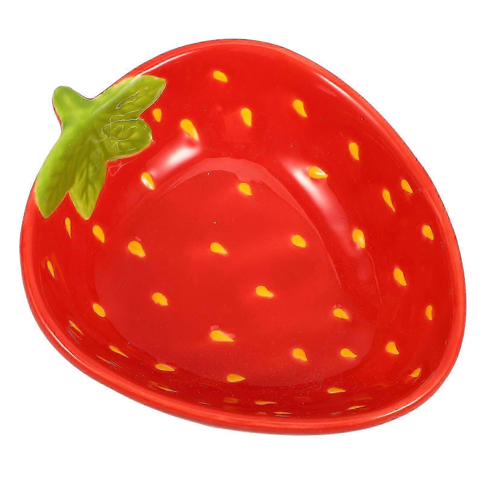 Ceramic Dessert Bowl for Food Serving 2Pcs Strawberry Pattern