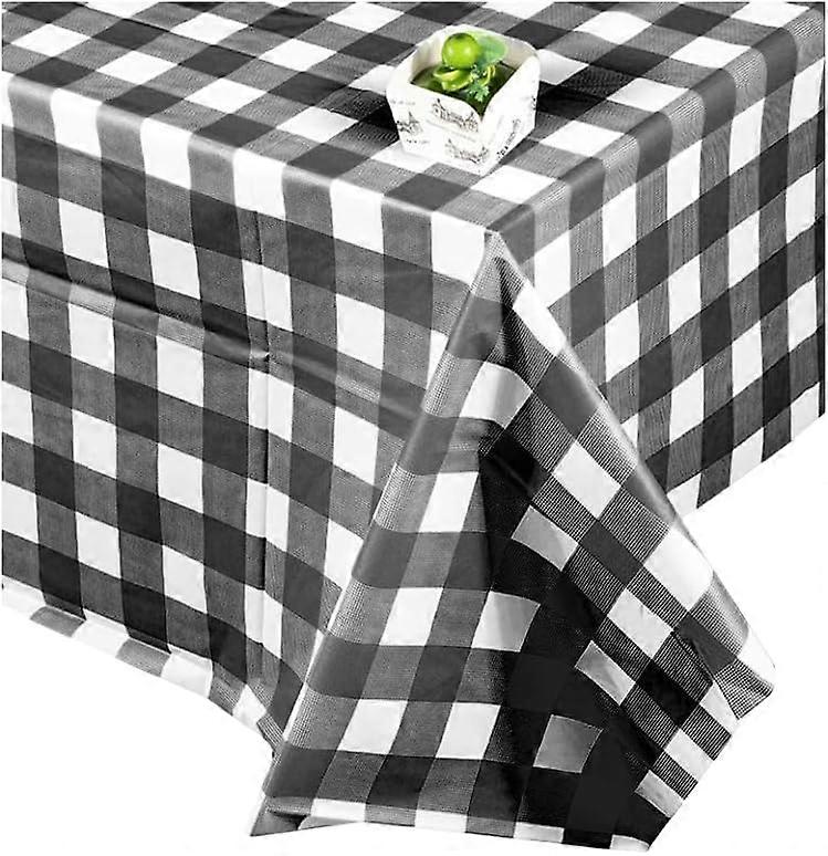 PE Tablecloths Tartan Pattern Rectangle Black 2740x1370x0.01mm