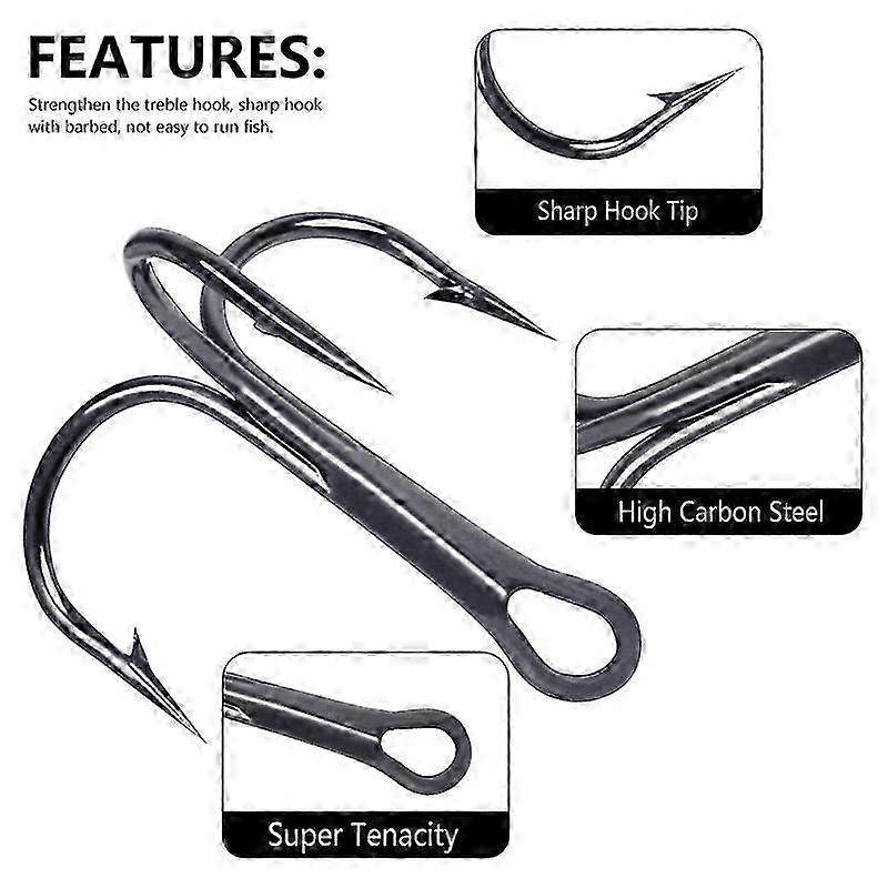 20pcs Round Bend Treble Fishing Hooks