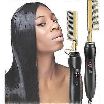 Hot Comb Straightener, Electric Ceramic Anti-scald Portable, Fast Warm-up with High Heat 450F, For Thick Afro Hair, Wig, Beard, 1pc