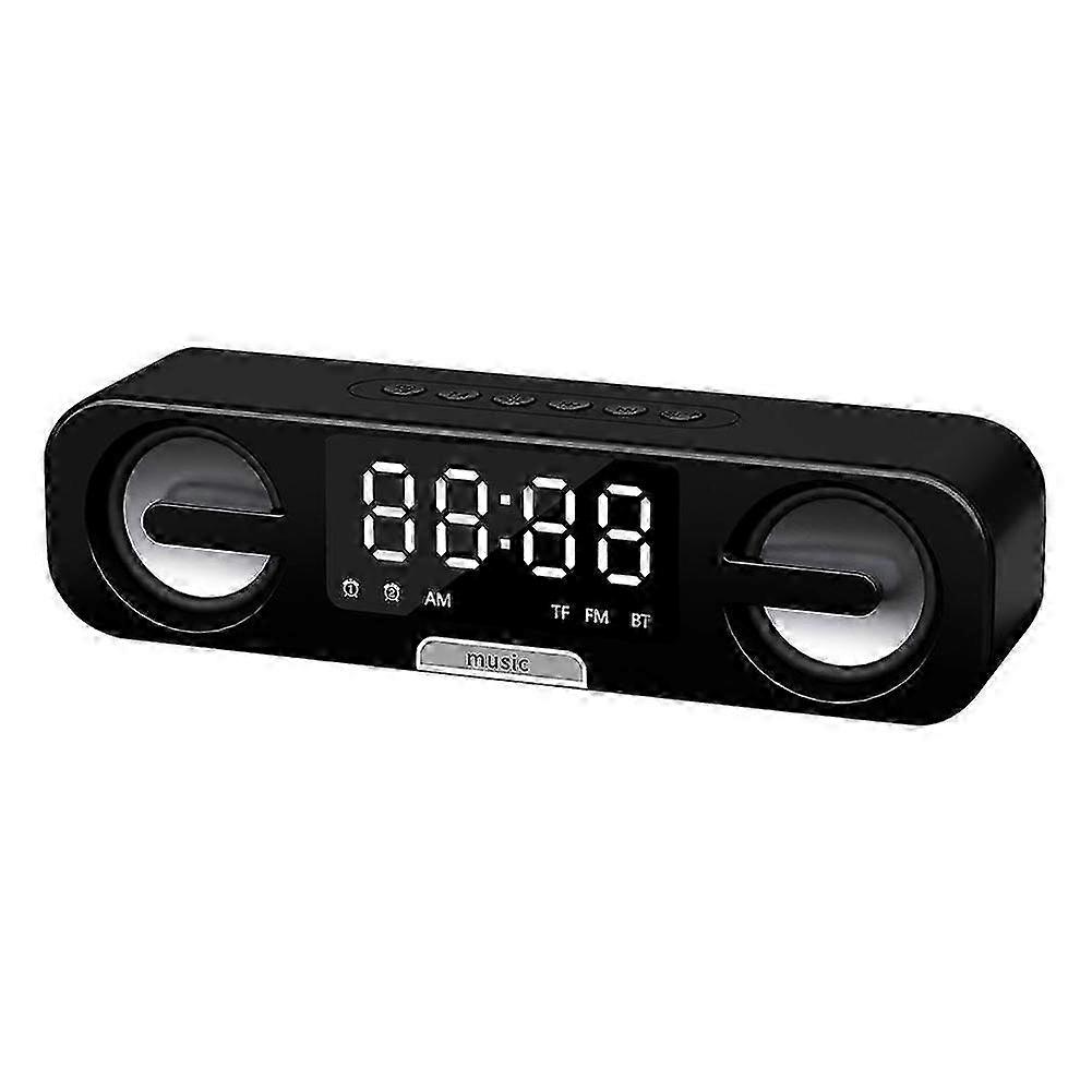 Smart Clock Bluetooth Speaker, LED HD Mirror, FM Radio Function, Multi-Function Playback Bluetooth Audio Black