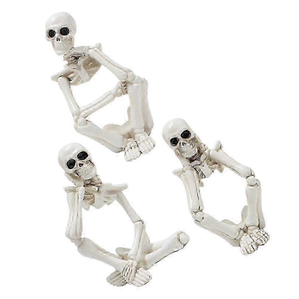 Resin Skeleton Sculpture Set White