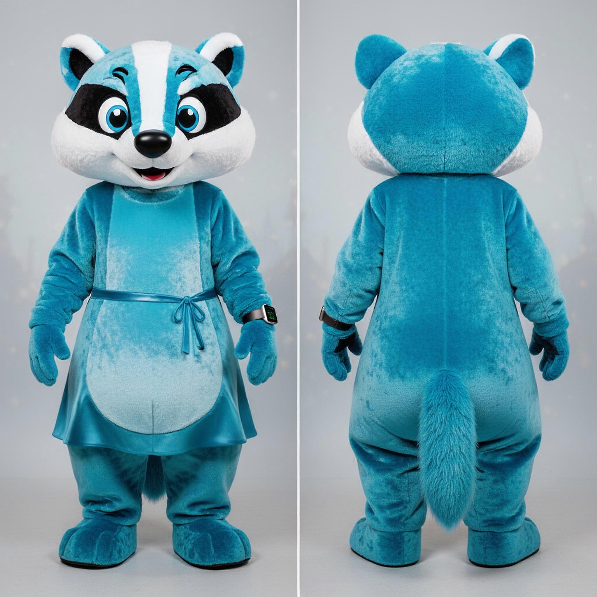 MASTICOT Cyan Plush Badger Mascot
