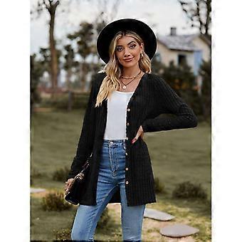 Women's Vintage Casual Solid Color Print Autumn Winter Long Sleeve Jackets & Coats