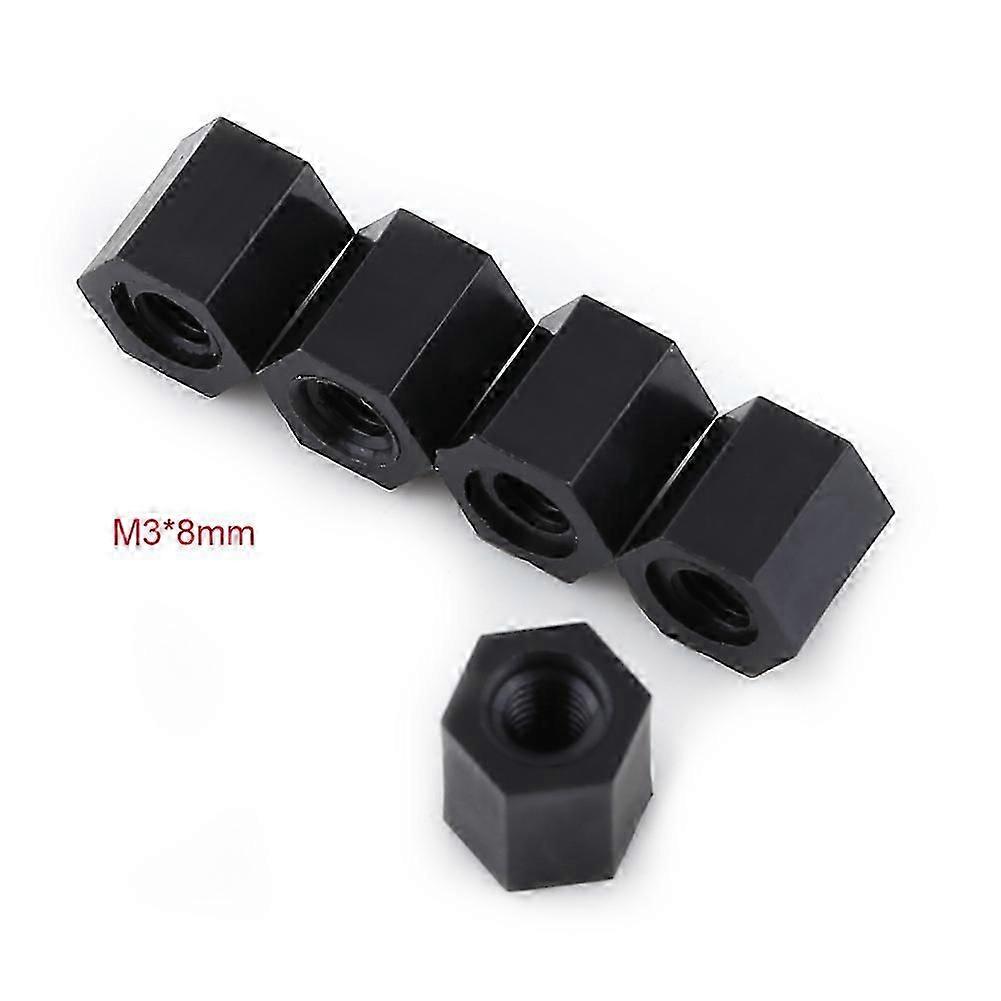 100 black PA66 M3 internal thread x M3 internal thread hexagonal thread washer brackets (M3*8)