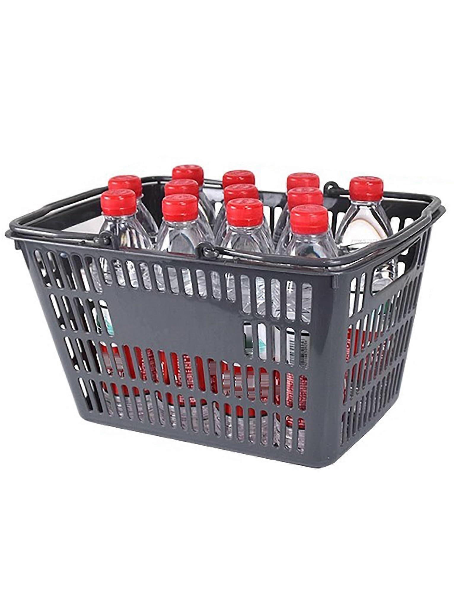 6Pcs Medium Plastic Shopping Baskets with Ergonomic Handles, Durable Stackable Retail Store Set