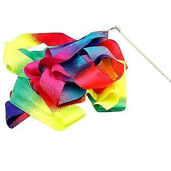 2 confezioni di nastri da ballo arcobaleno, lunghezza 4 metri, ideali per la ginnastica ritmica e la danza.