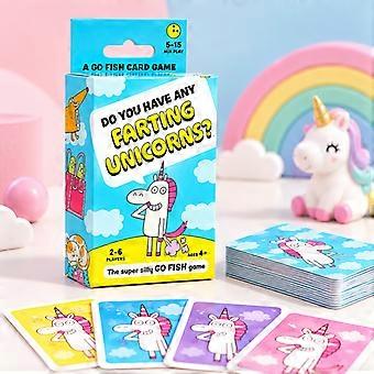 Farting Unicorns Go Fish Card Game, Funny Cartoon Animal Matching Cards for 2-6 Players Ages 4+, Portable Family Travel & Party Game