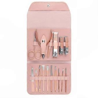 Travel Manicure Set Professional Nail Clipper, Pedicure & Grooming Tools with Green Leather Case