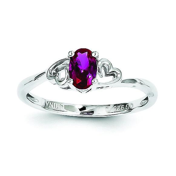 925 Sterling Silver Polished Created Ruby Ring-Ring for Women - Ring Size: 5 to 10