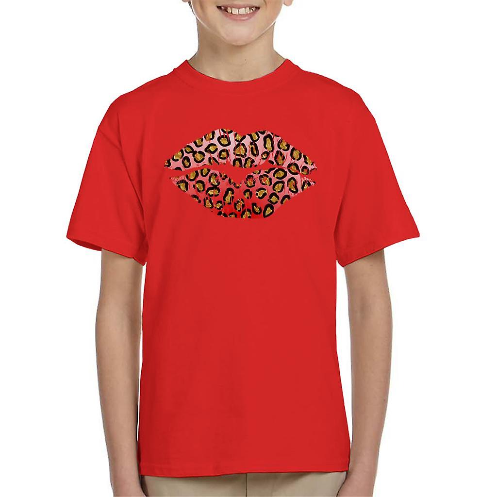 Light Pink Leopard Print Lips Kid's T-Shirt