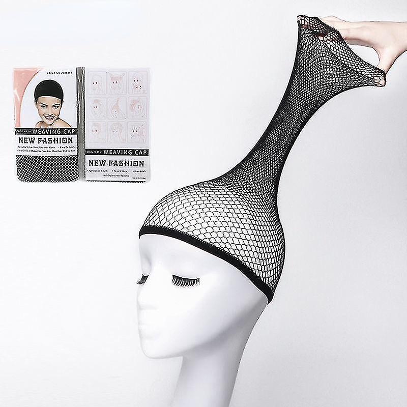 2pcs Wig Stretchable Elastic Hair Nets Snood Wig Cap Cool Mesh Cosplay Black Color Fishhairnet