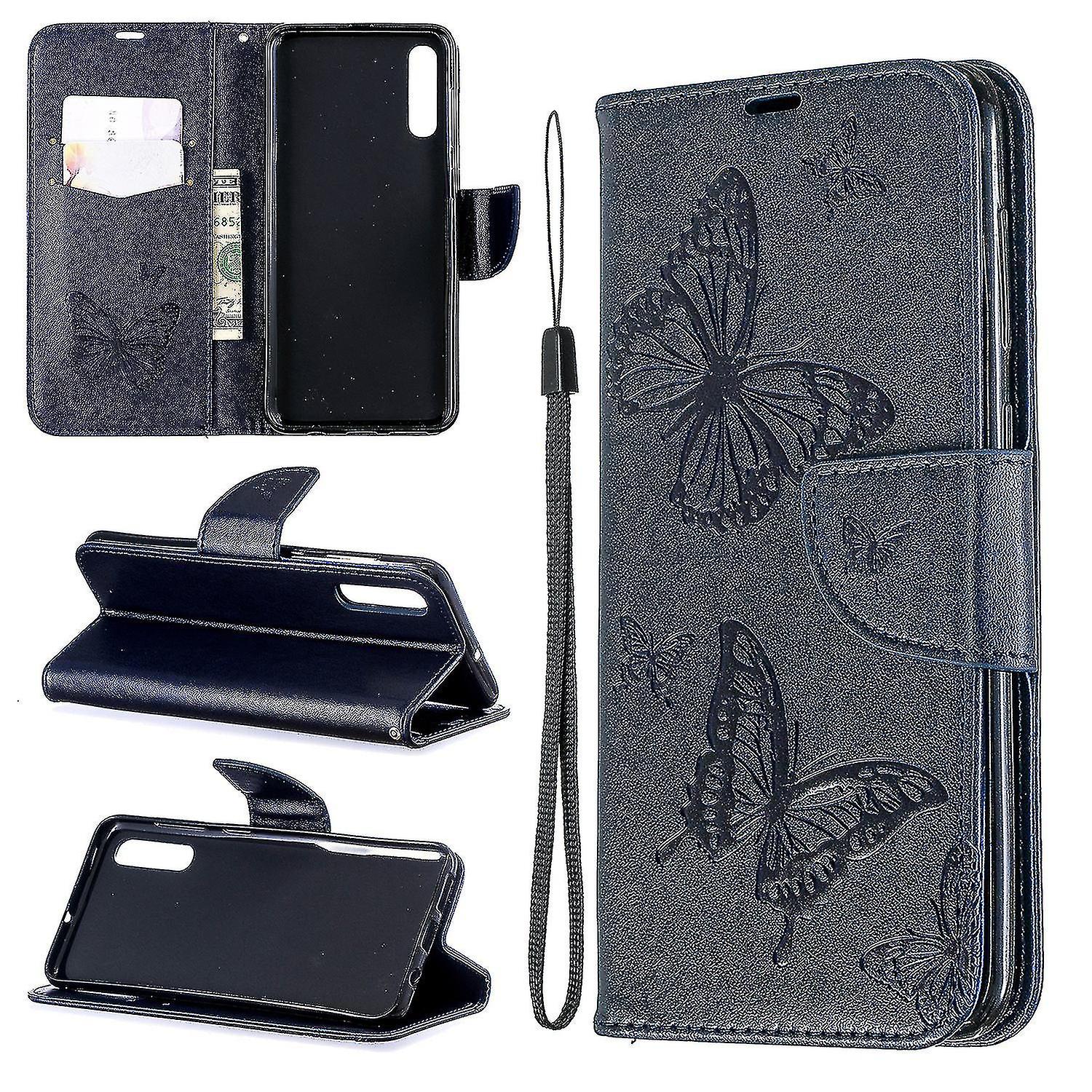 Flip Wallet Case For Samsung Embossed Cover Butterfly Pattern