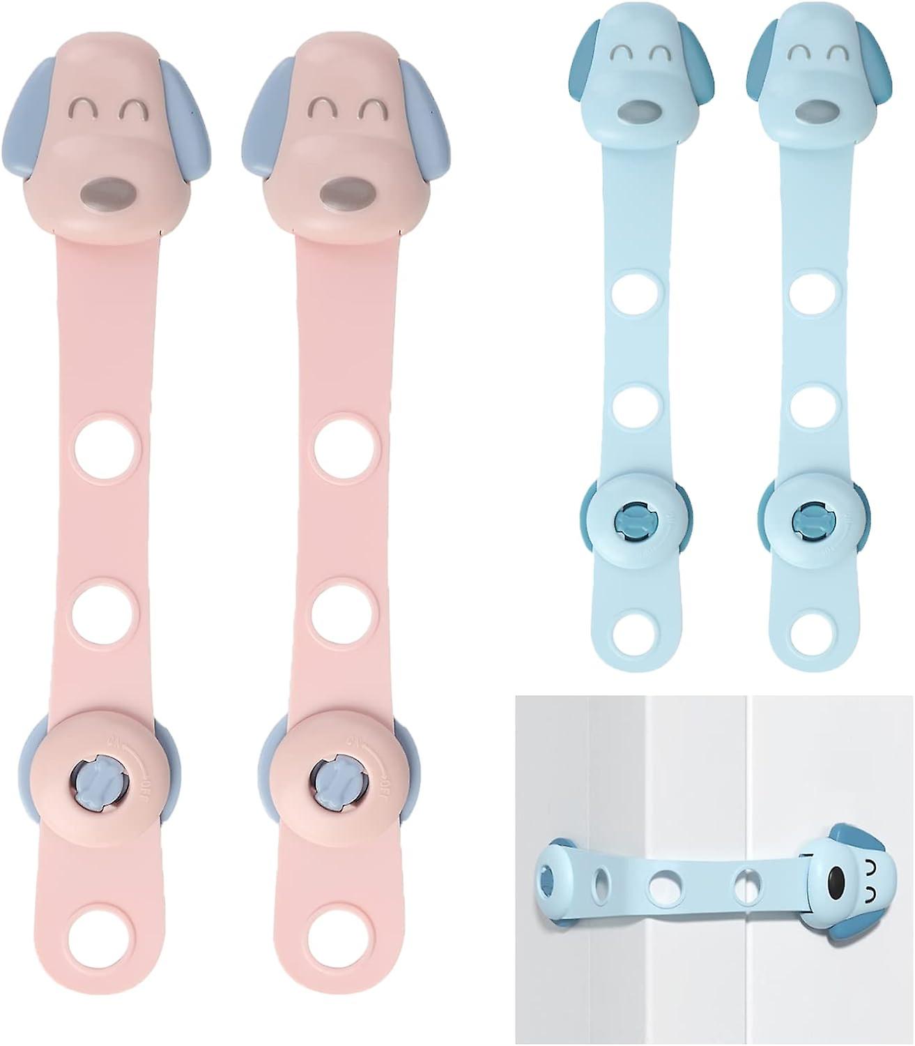 Safety Child Cupboard Locks, 4PCS Cupboard Blocks and Latches Baby Safety Drawer Block Lock for Window and Door Cabinets, Easy Installation (Puppy)