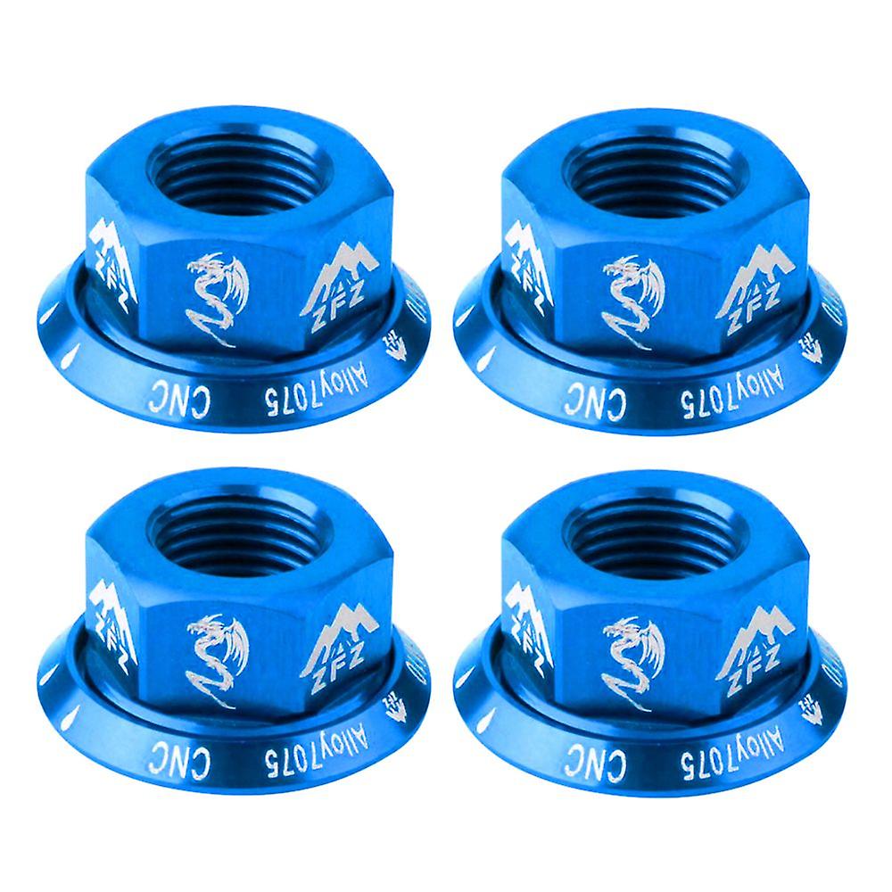 4pcs Bicycle Hub Nut M10 Folding Fixed Gear Bicycle Wheel Hub Axle Screw Blue