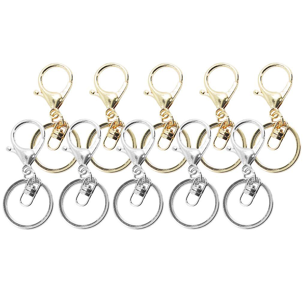 10 Pieces Mixed Color Lobster Clasps Key Chain Hook Split Ring Accessories