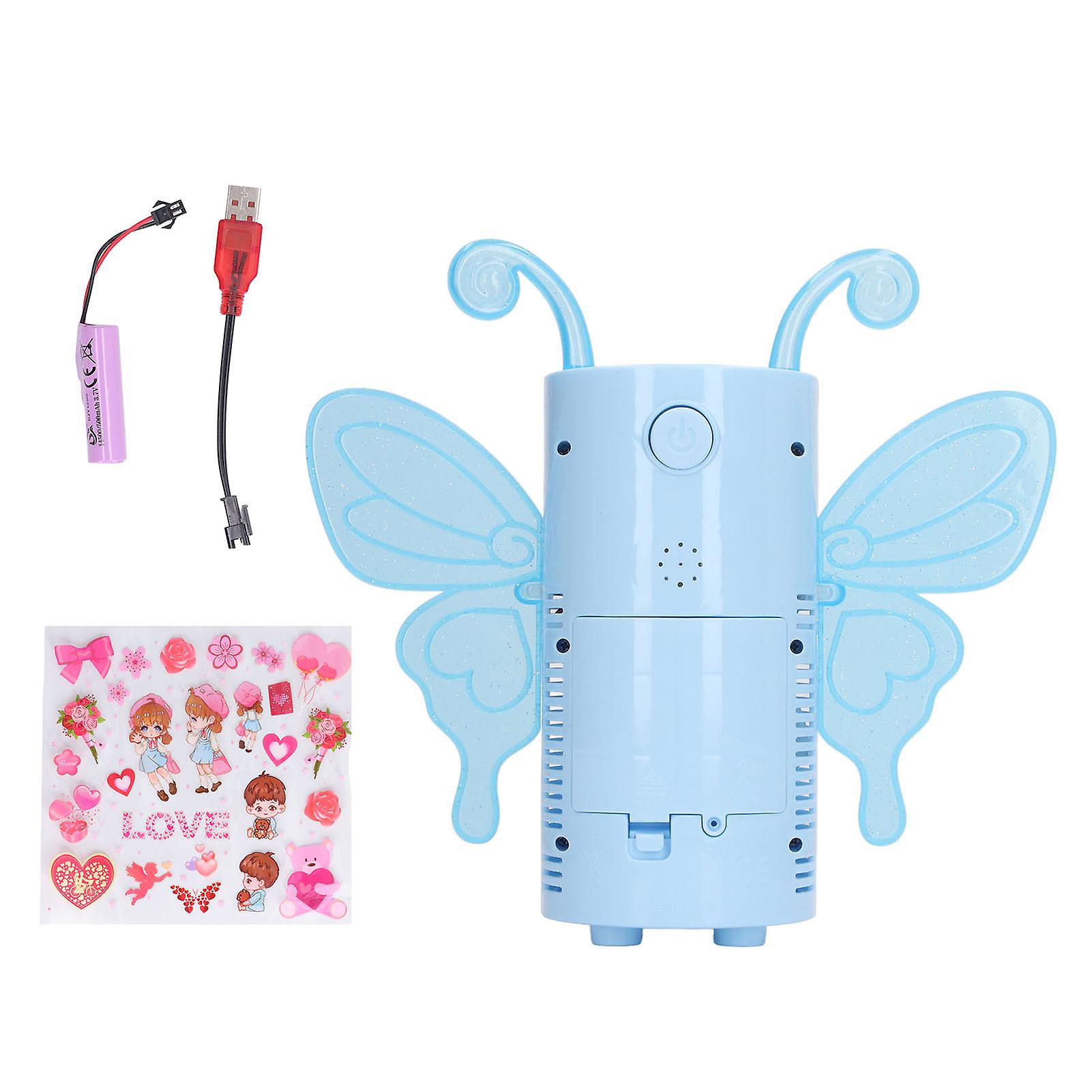 Electric Bubble Machine Automatic Multi Holes Butterfly Shape Portable Lightweight Bubble Maker for Kids Blue