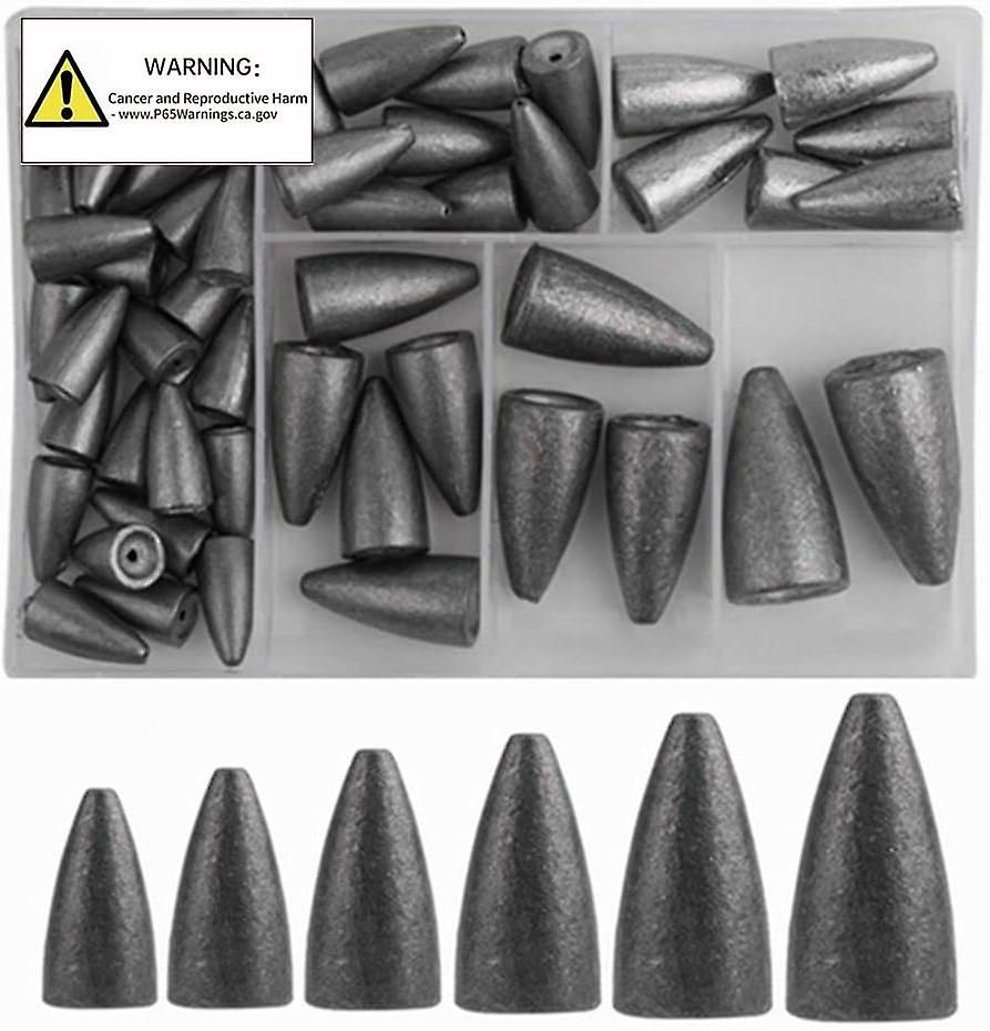 50pcs fiske synkere vekter kit orm fiske synker vekt kule bly synkere fiskesett